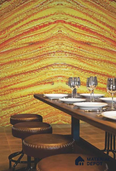 PN 06566 Patterned Look Alabaster Sheet 8 ft x 4 ft Texture Finish  - 6 mm | Suitable for  Pooja Room, Feature Wall, Ceiling & Reception