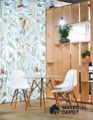 PN 06547 Patterned Look Alabaster Sheet 8 ft x 4 ft Texture Finish  - 8 mm | Suitable for  Pooja Room, Feature Wall, Ceiling & Reception