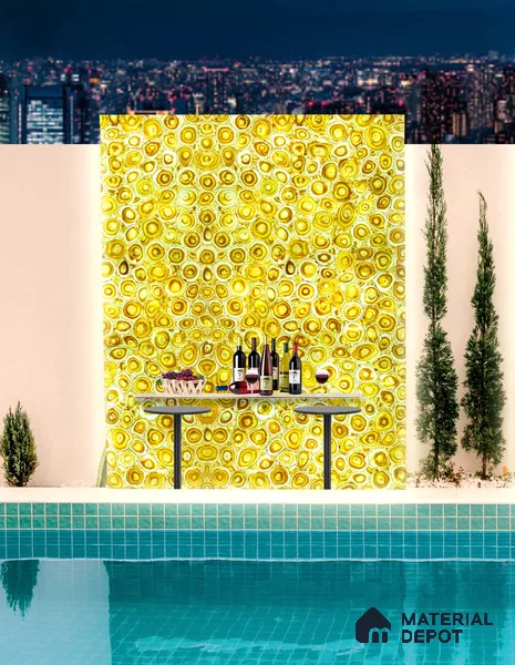 PN 06550 Patterned Look Alabaster Sheet 8 ft x 4 ft Texture Finish  - 8 mm | Suitable for  Pooja Room, Feature Wall, Ceiling & Reception