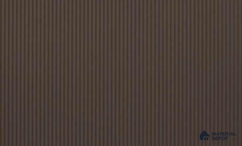 Chocolate Brown Fluted Solid Color LM 24587 8 ft x 4 ft Texture Finish PVC Laminate - 1 mm | Suitable for TV Unit,Wardrobe, Kitchen Cabinets