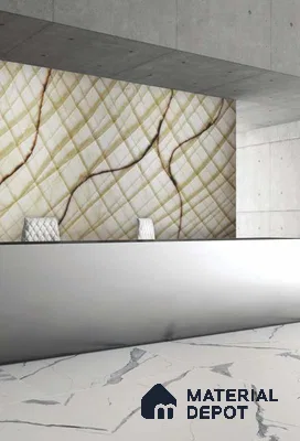 PN 06594 Marble Look Alabaster Sheet 8 ft x 4 ft Texture Finish  - 8 mm | Suitable for  Pooja Room, Feature Wall, Ceiling & Reception