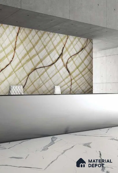 PN 06594 Marble Look Alabaster Sheet 8 ft x 4 ft Texture Finish  - 8 mm | Suitable for  Pooja Room, Feature Wall, Ceiling & Reception