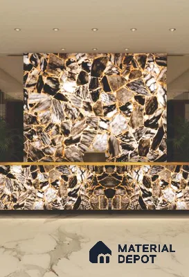 PN 06595 Patterned Look Alabaster Sheet 8 ft x 4 ft Texture Finish  - 8 mm | Suitable for  Pooja Room, Feature Wall, Ceiling & Reception