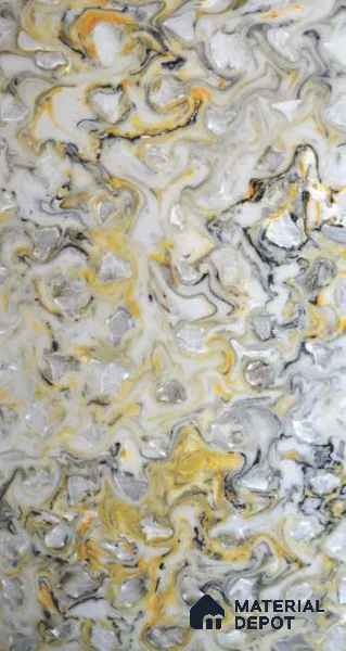 PN 06601 Marble Look Alabaster Sheet 8 ft x 4 ft Texture Finish - 8 mm | Suitable for Pooja Room, Feature Wall, Ceiling & Reception