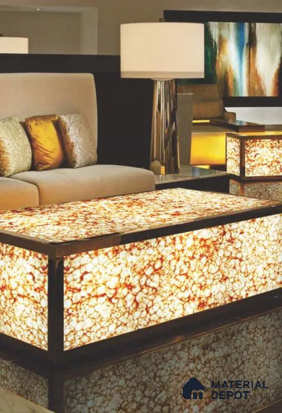 PN 06614 Patterned Look Alabaster Sheet 8 ft x 4 ft Texture Finish - 5 mm | Suitable for Pooja Room, Feature Wall, Ceiling & Reception