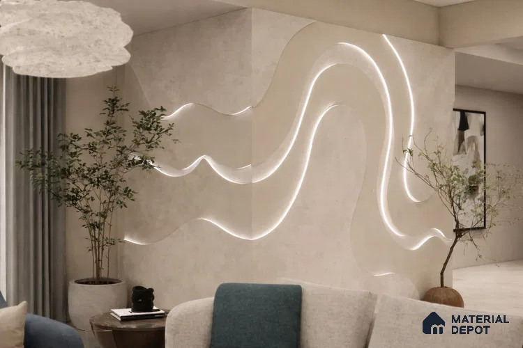 Duco Paintable Wave Design for L-Shape Wall 7.87 ft x 4.9 ft CNC Made Exterior Grade HDHMR Panel - 30 mm (4 Sheets)