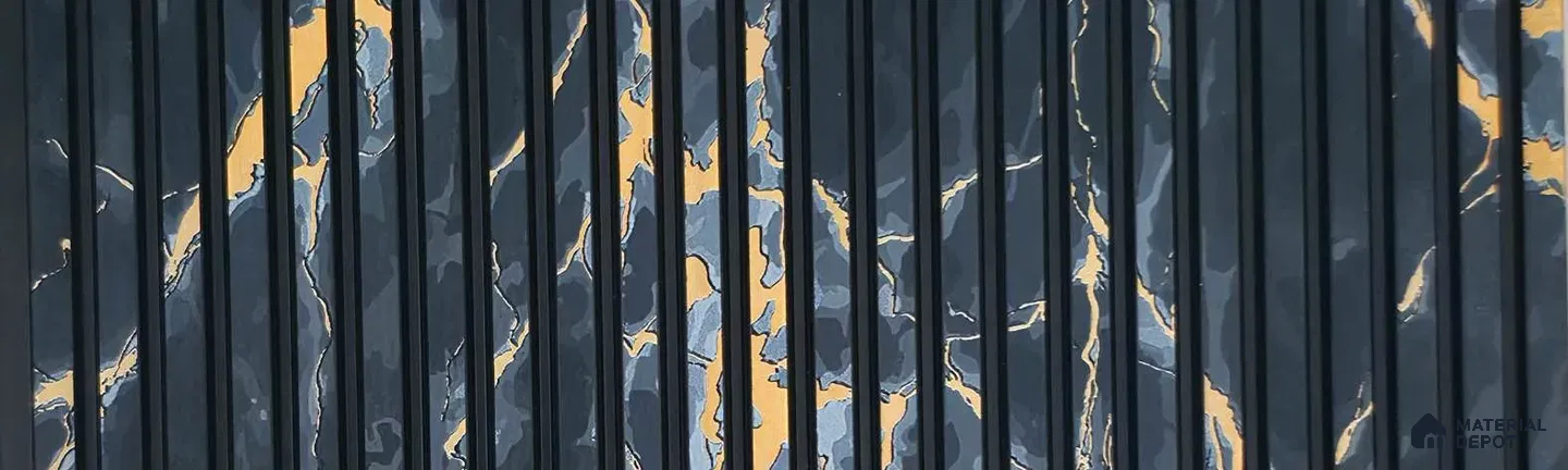 PN 07797 Marble Look Louver 8 ft x 0.65 ft Texture Finish  - 6 mm | Suitable for Feature Wall, TV Unit & Living Room