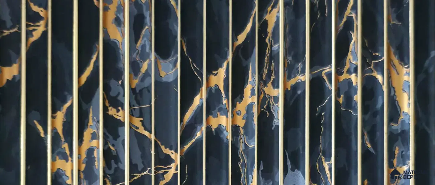 PN 07802 Marble Look Louver 8 ft x 0.65 ft Texture Finish - 6 mm | Suitable for Feature Wall, TV Unit & Living Room