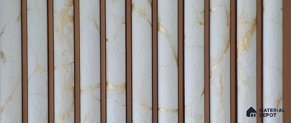 PN 07804 Marble Look Louver 8 ft x 0.65 ft Texture Finish  - 6 mm | Suitable for Feature Wall, TV Unit & Living Room