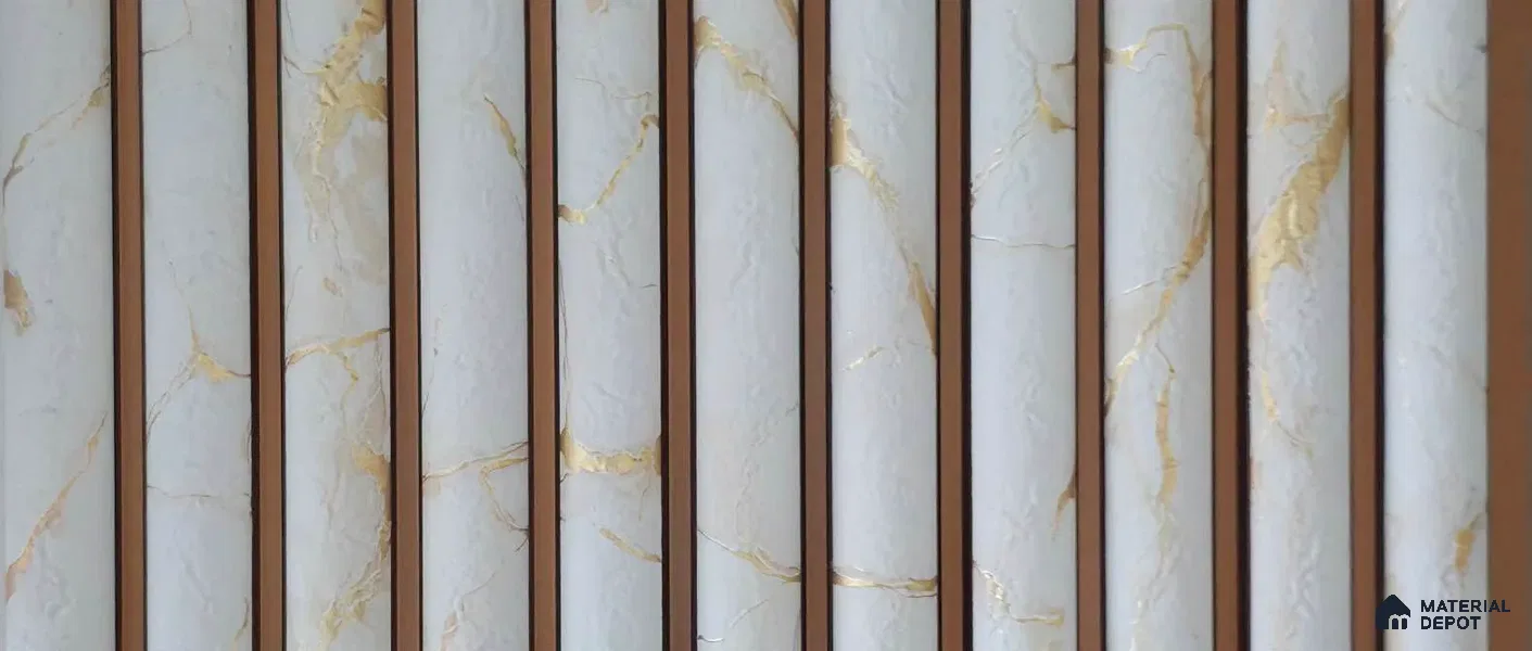 PN 07804 Marble Look Louver 8 ft x 0.65 ft Texture Finish - 6 mm | Suitable for Feature Wall, TV Unit & Living Room