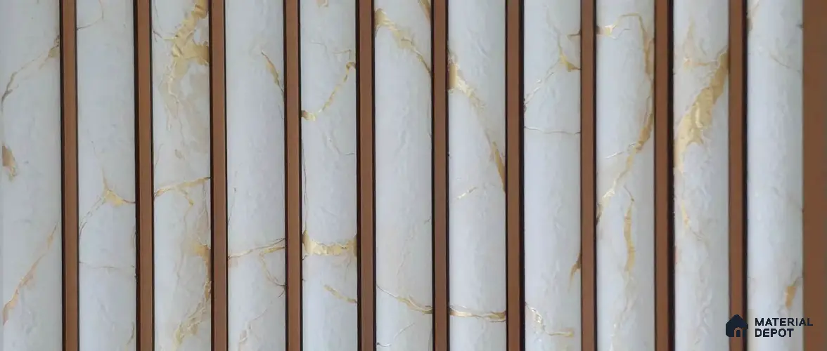 PN 07831 Marble Look Louver 9 ft x 0.65 ft Texture Finish  - 6 mm | Suitable for Feature Wall, TV Unit & Living Room