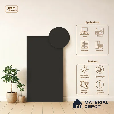 Midnight Blue Textured Solid Look P 5 948 8 ft x 4 ft Texture Finish Decorative Laminate - 1 mm | Suitable for TV Unit, Wardrobe, Kitchen Cabinets