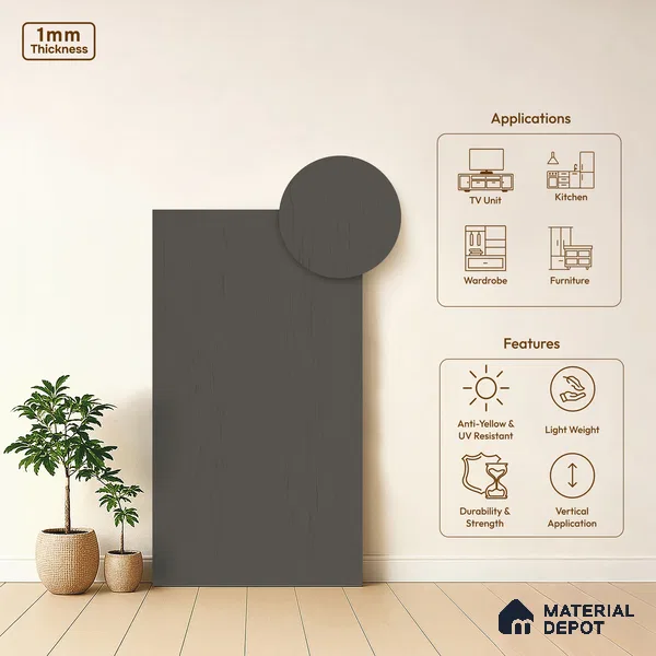 Peanut Beige Solid Colors Look WP 1 908 8 ft x 4 ft Texture Finish Decorative Laminate - 1 mm | Suitable for TV Unit, Wardrobe, Kitchen Cabinets