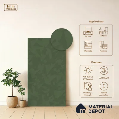 Parrot Green Patterned Look WP 15 949 8 ft x 4 ft Texture Finish Decorative Laminate - 1 mm | Suitable for Bedroom, TV Unit, Wardrobe