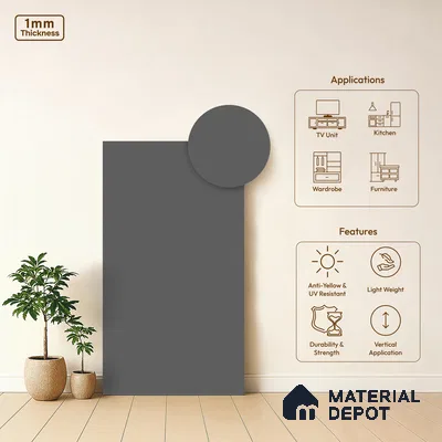 Storm Grey Solid Colors Look SMT 907 8 ft x 4 ft Super Matte Finish Decorative Laminate - 1 mm | Suitable for Living Room, Kitchen, Office