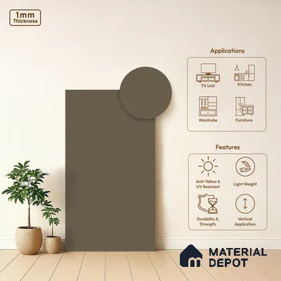 Light Brown Solid Colors Look SMT 938 8 ft x 4 ft Super Matte Finish Decorative Laminate - 1 mm | Suitable for Living Room, Kitchen, Office