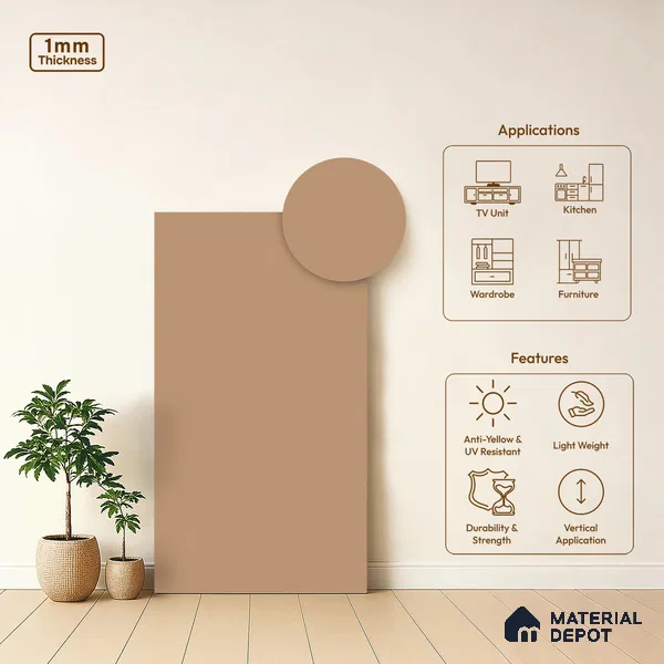 Rose Whisper Solid Colors Look SMT 927 8 ft x 4 ft Super Matte Finish Decorative Laminate - 1 mm | Suitable for Living Room, Kitchen, Office