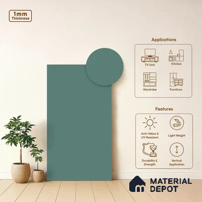 Arctic Blue Solid Colors Look SMT 930 8 ft x 4 ft Super Matte Finish Decorative Laminate - 1 mm | Suitable for Living Room, Kitchen, Office