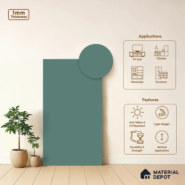 Arctic Blue Solid Colors Look SMT 930 8 ft x 4 ft Super Matte Finish Decorative Laminate - 1 mm | Suitable for Living Room, Kitchen, Office