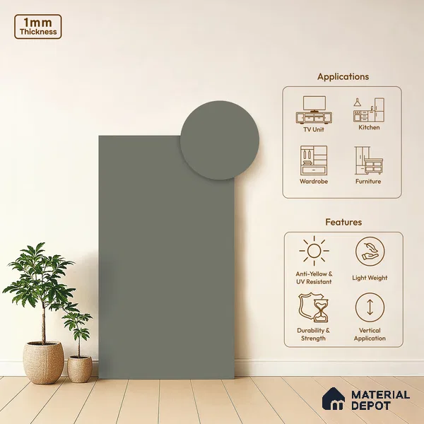 Fortnum & Mason Solid Colors Look SMT 912 8 ft x 4 ft Super Matte Finish Decorative Laminate - 1 mm | Suitable for Living Room, Kitchen, Office