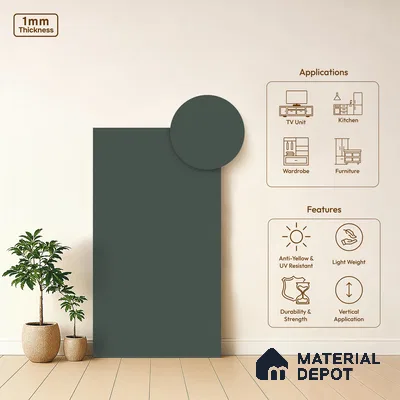 Sage Green Solid Colors Look SMT 915 8 ft x 4 ft Super Matte Finish Decorative Laminate - 1 mm | Suitable for Living Room, Kitchen, Office