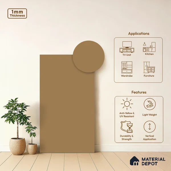 Pale Goldenrod Solid Colors Look SMT 904 8 ft x 4 ft Super Matte Finish Decorative Laminate - 1 mm | Suitable for Living Room, Kitchen, Office