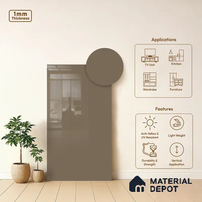 Dusty Petal Solid Colors Look HG 512 8 ft x 4 ft High Gloss Finish Decorative Laminate - 1 mm | Suitable for Living Room, Kitchen, Office