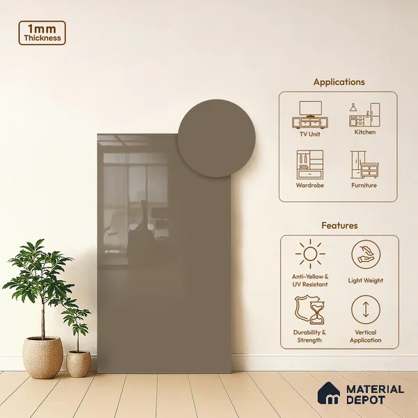 Dusty Petal Solid Colors Look HG 512 8 ft x 4 ft High Gloss Finish Decorative Laminate - 1 mm | Suitable for Living Room, Kitchen, Office
