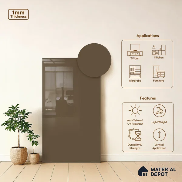 Vanilla Glaze Solid Colors Look HG 511 8 ft x 4 ft High Gloss Finish Decorative Laminate - 1 mm | Suitable for Living Room, Kitchen, Office