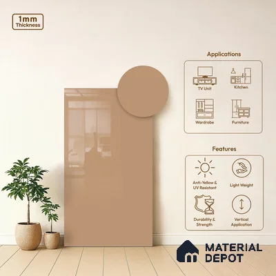 Rose Whisper Solid Colors Look HG 927 8 ft x 4 ft High Gloss Finish Decorative Laminate - 1 mm | Suitable for Living Room, Kitchen, Office
