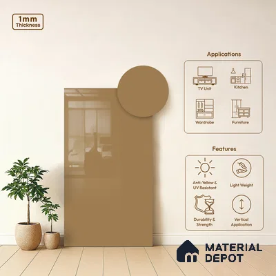 Pale Goldenrod Solid Colors Look HG 904 8 ft x 4 ft High Gloss Finish Decorative Laminate - 1 mm | Suitable for Living Room, Kitchen, Office