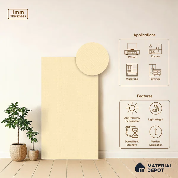 Off White Patterned Look WP 32 943 8 ft x 4 ft Texture Finish Decorative Laminate - 1 mm | Suitable for Bedroom, TV Unit, Wardrobe