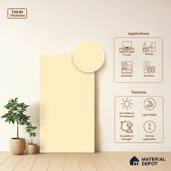Off White Cane Look WP 33 943 8 ft x 4 ft Texture Finish Decorative Laminate - 1 mm | Suitable for TV Unit, Wardrobe, Kitchen Cabinets