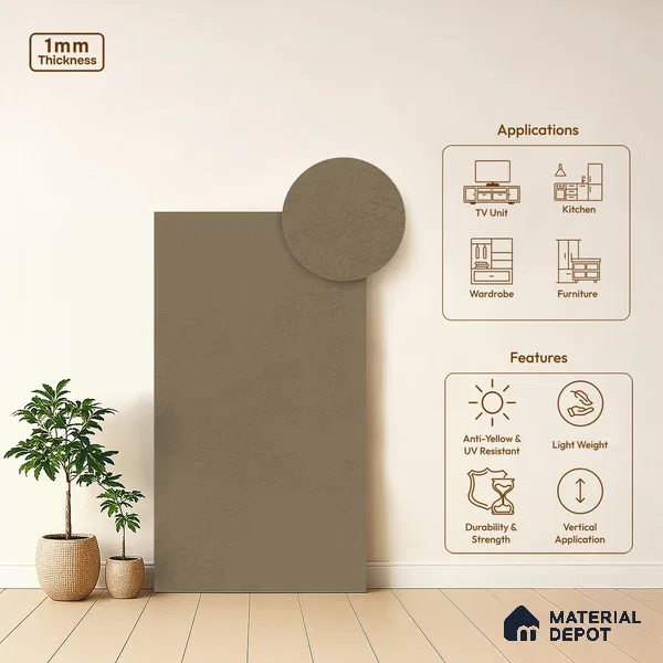 Stone Look WP 6 911 8 ft x 4 ft Texture Finish Decorative Laminate - 1 mm | Suitable for TV Unit, Wardrobe, Kitchen Cabinets