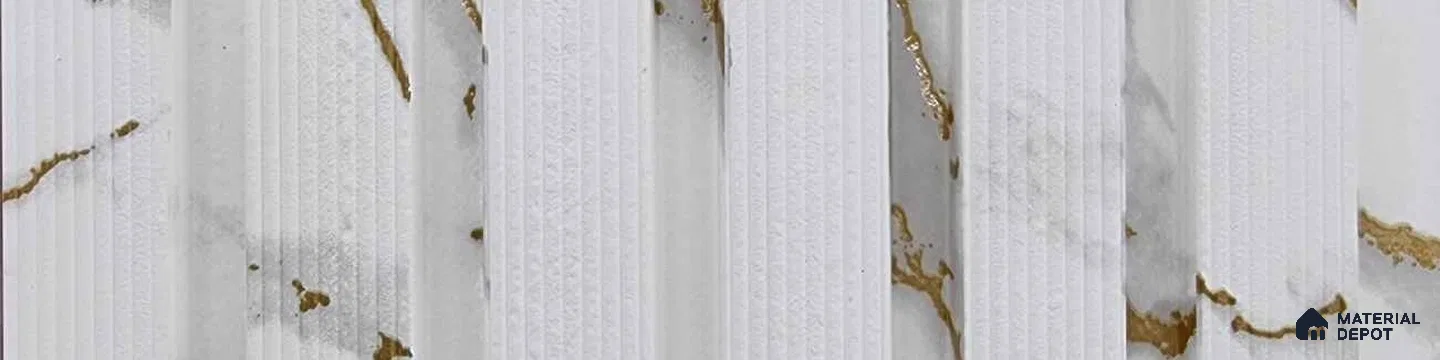 PN 06955 Marble Look Louver1 8 ft x 0.83 ft Texture Finish  - 10 mm | Suitable for Feature Wall, TV Unit & Living Room