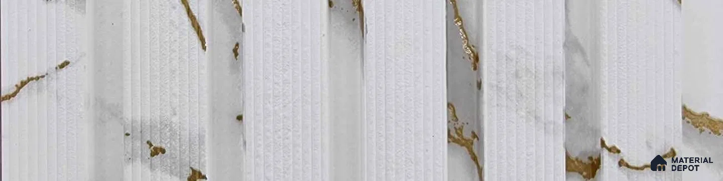PN 06955 Marble Look Louver1 8 ft x 0.83 ft Texture Finish - 10 mm | Suitable for Feature Wall, TV Unit & Living Room