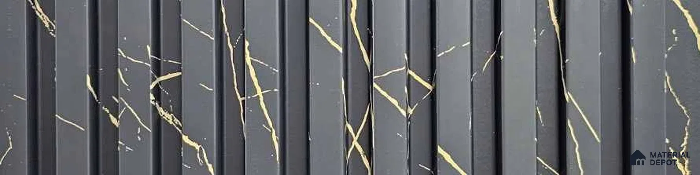 PN 06969 Marble Look Louver1 8 ft x 0.83 ft Texture Finish  - 10 mm | Suitable for Feature Wall, TV Unit & Living Room