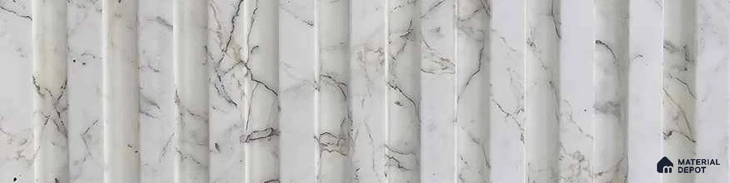 PN 06996 Marble Look Louver1 9.5 ft x 0.83 ft Texture Finish - 10 mm | Suitable for Feature Wall, TV Unit & Living Room