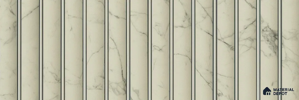 PN 07279 Marble Look Louver 8 ft x 1 ft Texture Finish  - 8 mm | Suitable for Feature Wall, TV Unit & Living Room