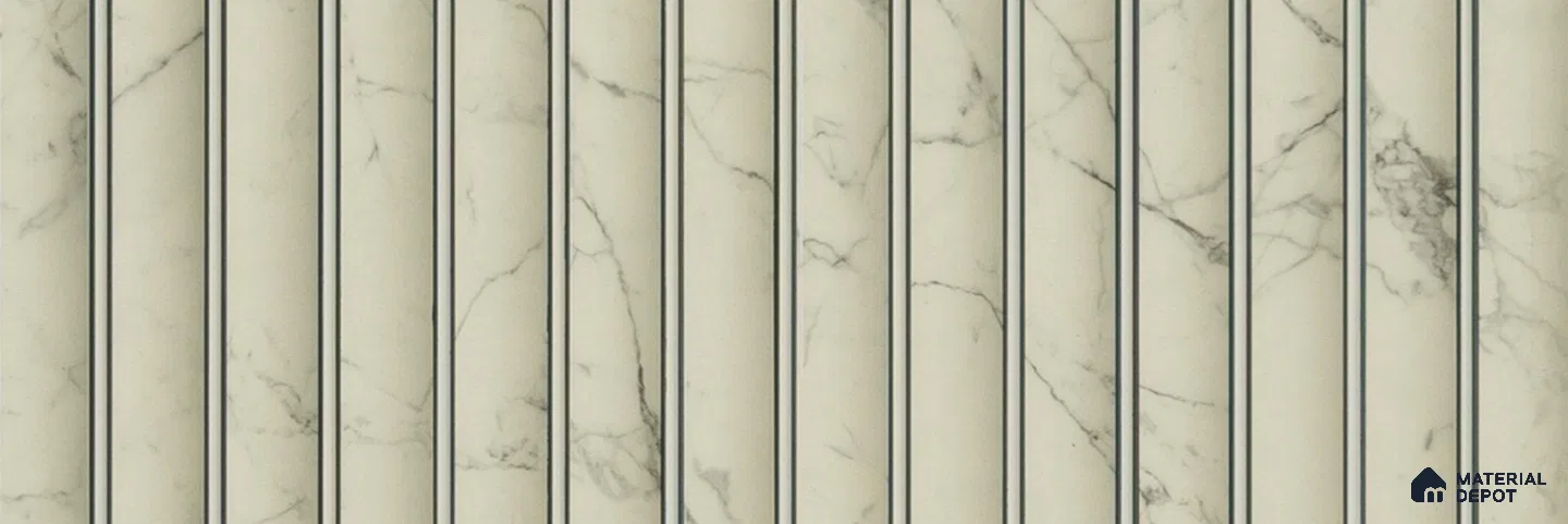 PN 07279 Marble Look Louver 8 ft x 1 ft Texture Finish - 8 mm | Suitable for Feature Wall, TV Unit & Living Room