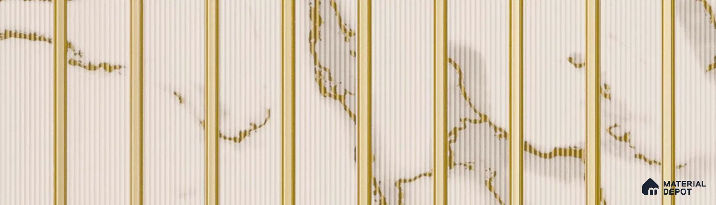 PN 07313 Marble Look Louver 8 ft x 1 ft Texture Finish  - 8 mm | Suitable for Feature Wall, TV Unit & Living Room