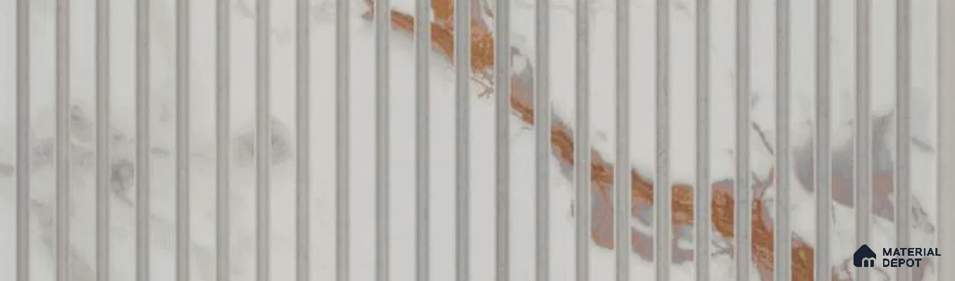 PN 07357 Marble Look Louver 8 ft x 0.65 ft Texture Finish  - 8 mm | Suitable for Feature Wall, TV Unit & Living Room