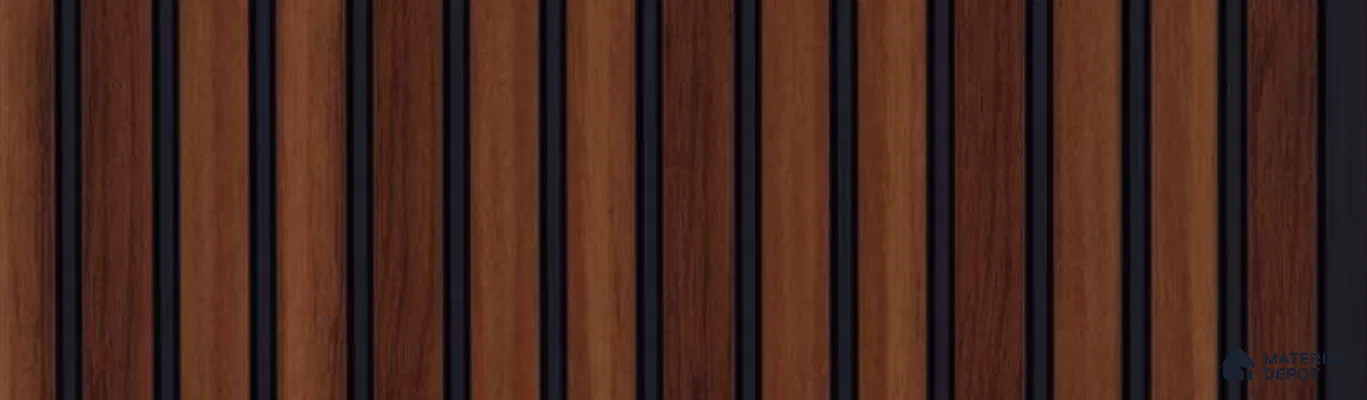 PN 07345 Wood Look Louver 8 ft x 0.65 ft Texture Finish  - 8 mm | Suitable for Feature Wall, TV Unit & Living Room
