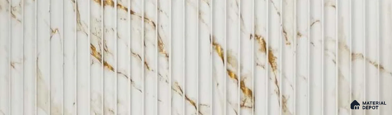 PN 07369 Marble Look Louver 8 ft x 0.65 ft Texture Finish  - 8 mm | Suitable for Feature Wall, TV Unit & Living Room