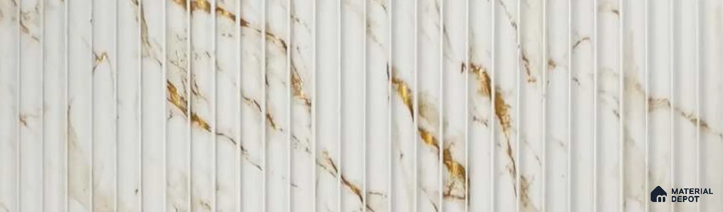 PN 07369 Marble Look Louver 8 ft x 0.65 ft Texture Finish  - 8 mm | Suitable for Feature Wall, TV Unit & Living Room