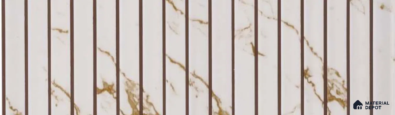 PN 07335 Marble Look Louver 8 ft x 0.65 ft Texture Finish  - 8 mm | Suitable for Feature Wall, TV Unit & Living Room