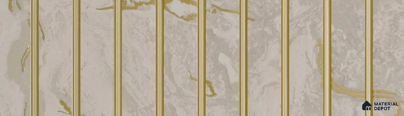PN 07305 Marble Look Louver 9.5 ft x 1 ft Texture Finish  - 8 mm | Suitable for Feature Wall, TV Unit & Living Room