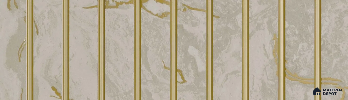 PN 07305 Marble Look Louver 9.5 ft x 1 ft Texture Finish - 8 mm | Suitable for Feature Wall, TV Unit & Living Room
