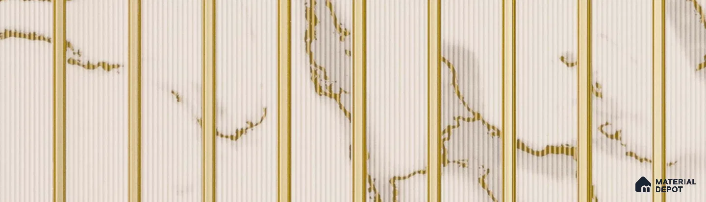 PN 07303 Marble Look Louver 9.5 ft x 1 ft Texture Finish - 8 mm | Suitable for Feature Wall, TV Unit & Living Room