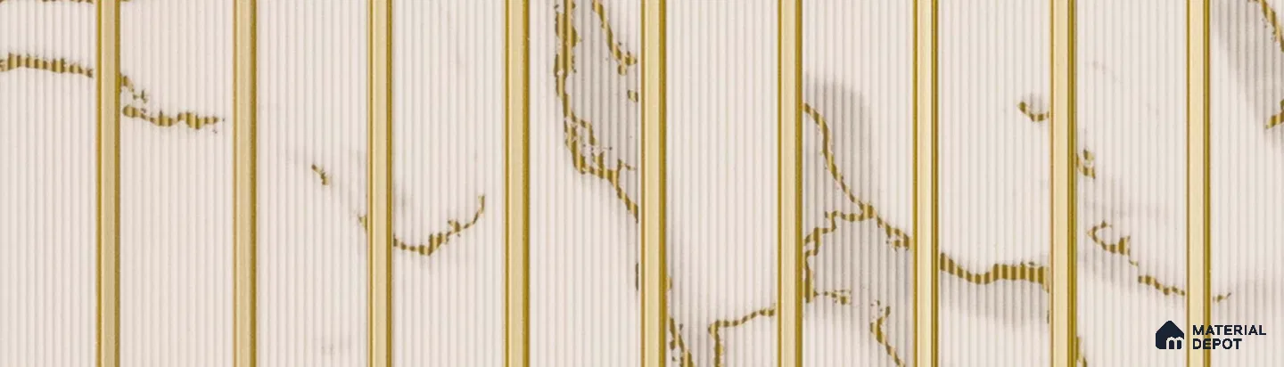 PN 07303 Marble Look Louver 9.5 ft x 1 ft Texture Finish - 8 mm | Suitable for Feature Wall, TV Unit & Living Room